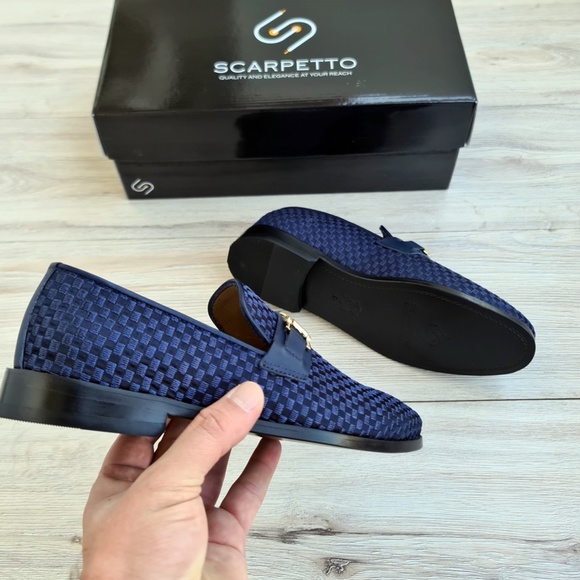 Blue Men's Genuine Leather Loafer - Leather Sole - Picture 4 of 5